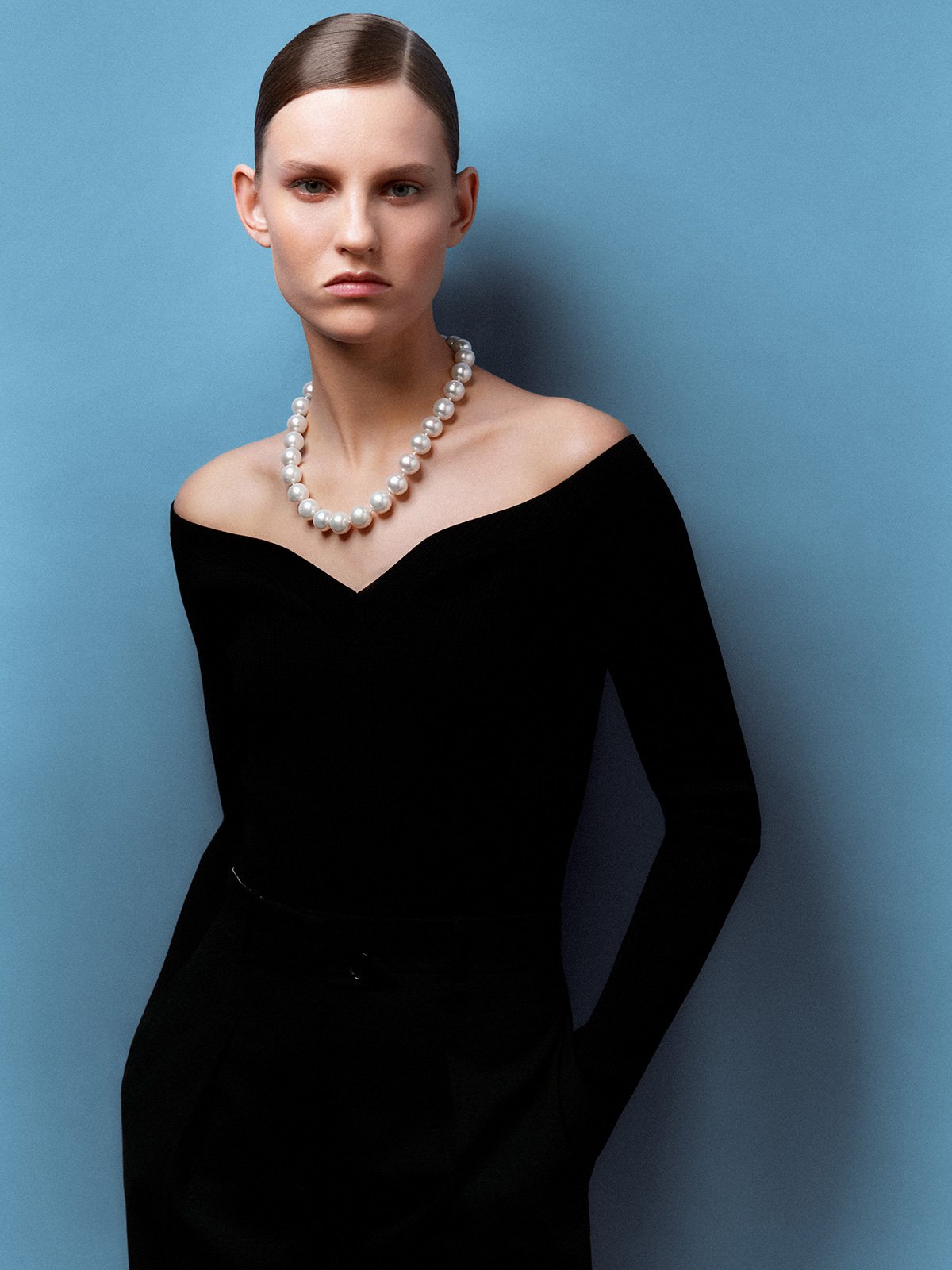 Colgante de perlas australianas con  cierre oculto de oro de 18kt