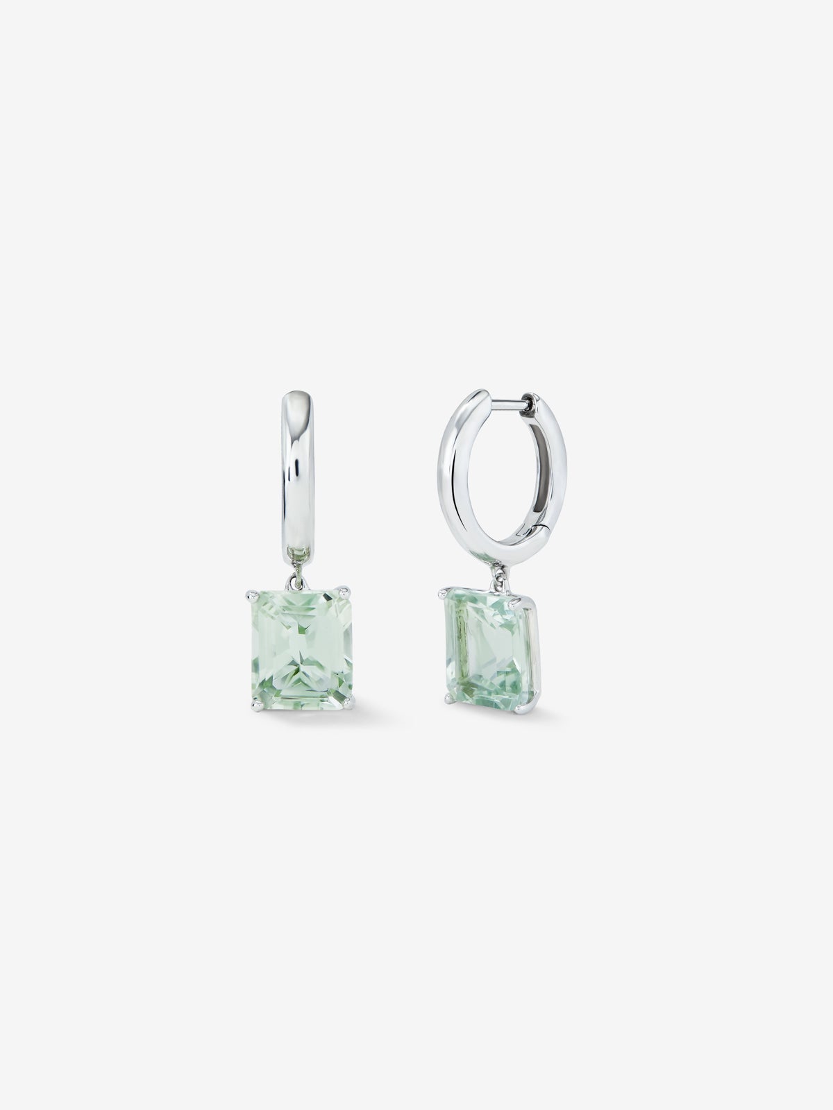 Pendientes aro de plata 925 con amatista verde colgante