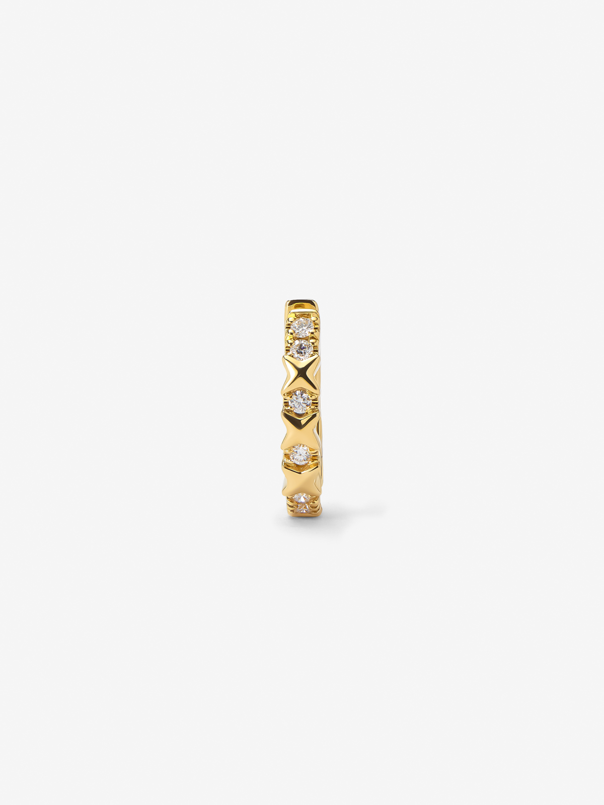 Pendiente individual de aro de oro amarillo de 18K con 6 diamantes en talla brillante con un total de 0,04 cts