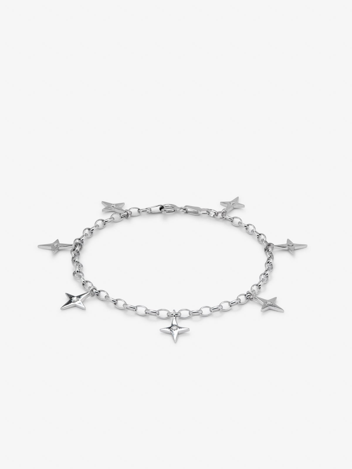 925 silver bracelet with stars and 7 brilliant-cut diamonds with a total of 0.05 cts