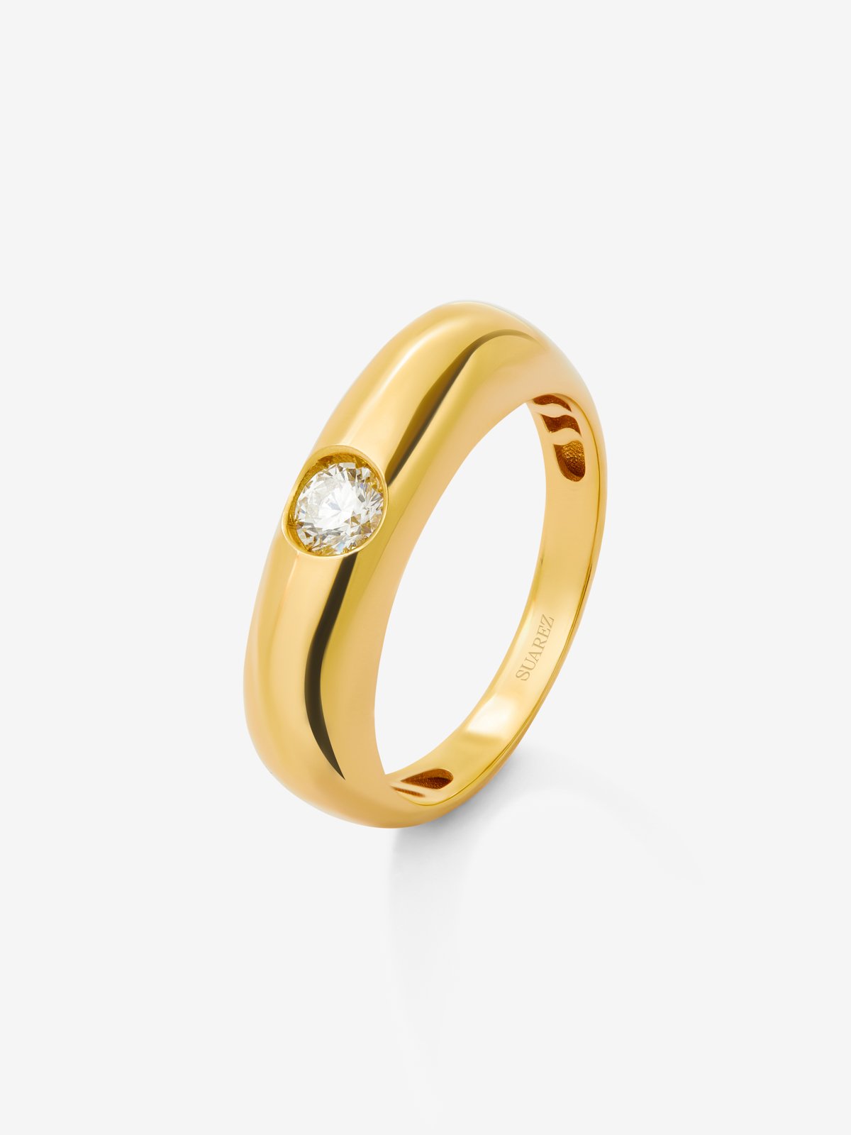 Anillo de oro amarillo de 18K con diamante en talla brillante de 0,2 cts