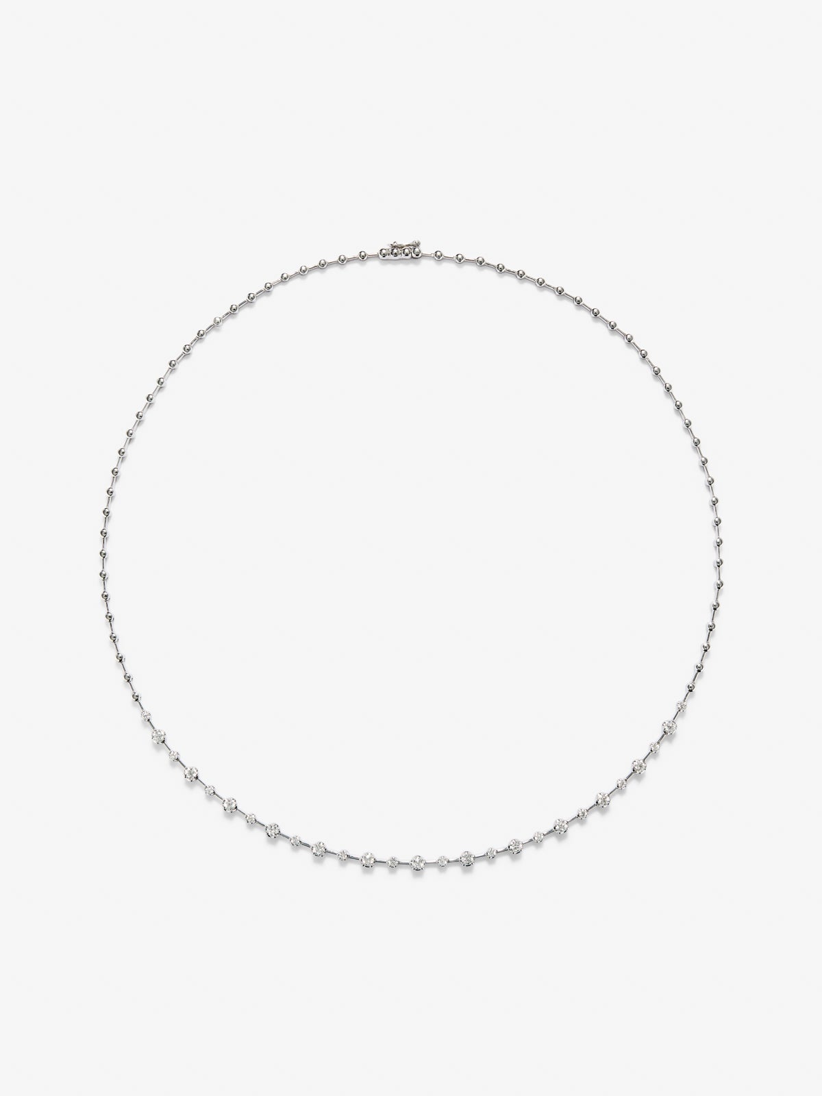 18K white gold necklace with 27 brilliant-cut white diamonds with a total of 0.95 cts