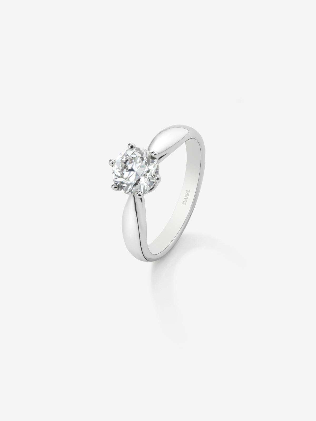 18K white gold solitaire ring with diamond 2 cts
