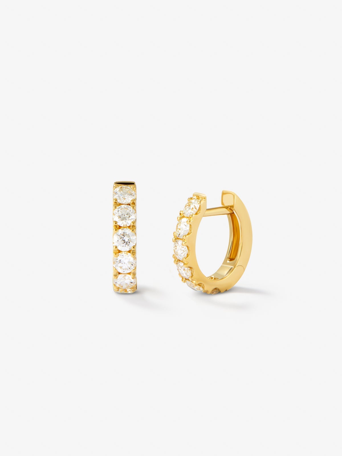 18K yellow gold hoop earrings with 12 brilliant-cut diamonds with a total of 0.65 cts