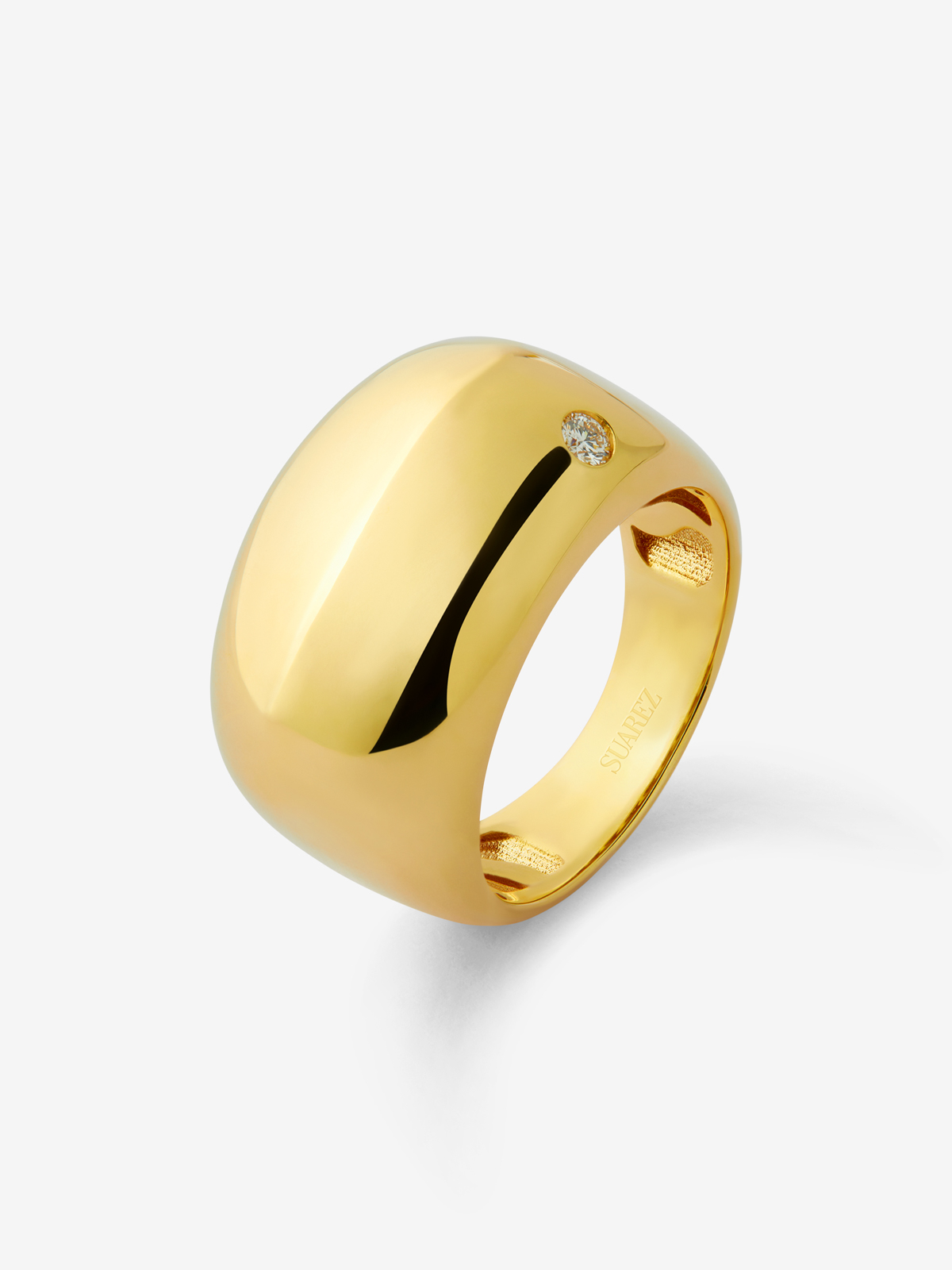 Anillo de oro amarillo de 18K con diamante en talla brillante de 0,04 cts