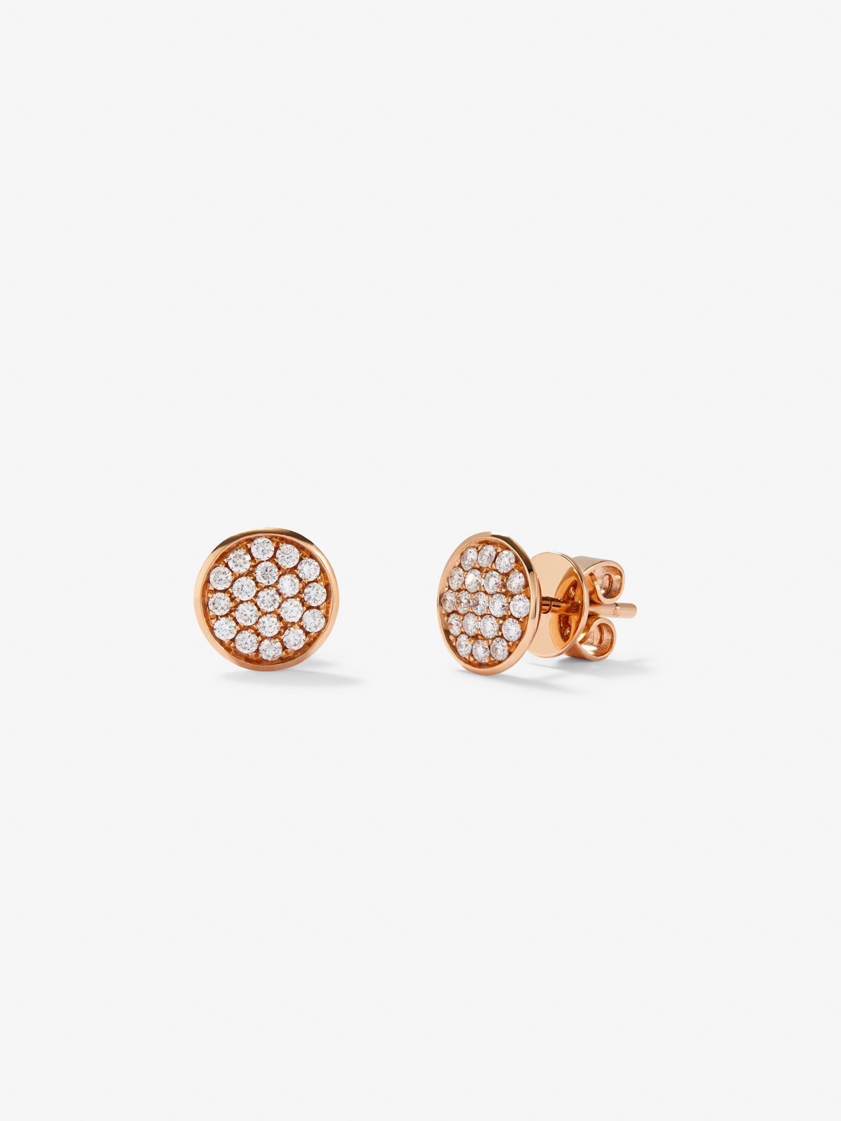 Pendientes de oro rosa de 18K con 2 perlas de 10mm y 38 diamantes en talla brillante con un total de 0,33 cts