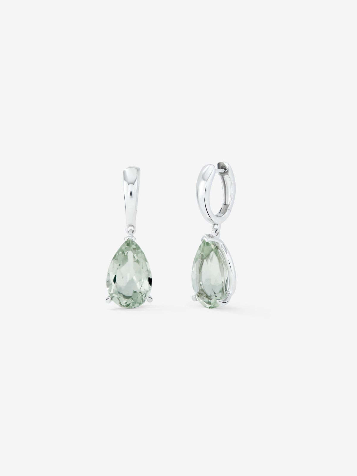 Pendientes aro de plata 925 con amatista verde colgante