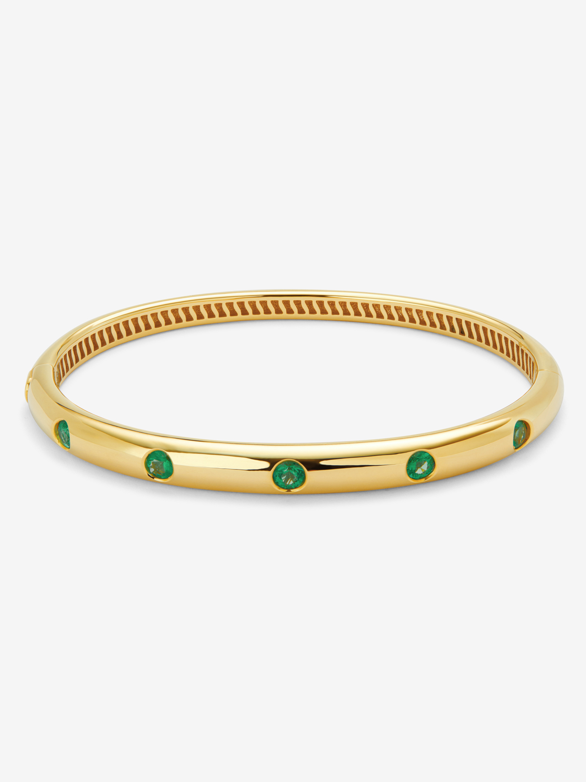 Pulsera de oro amarillo de 18K con esmeraldas en talla brillante de 1,02 cts