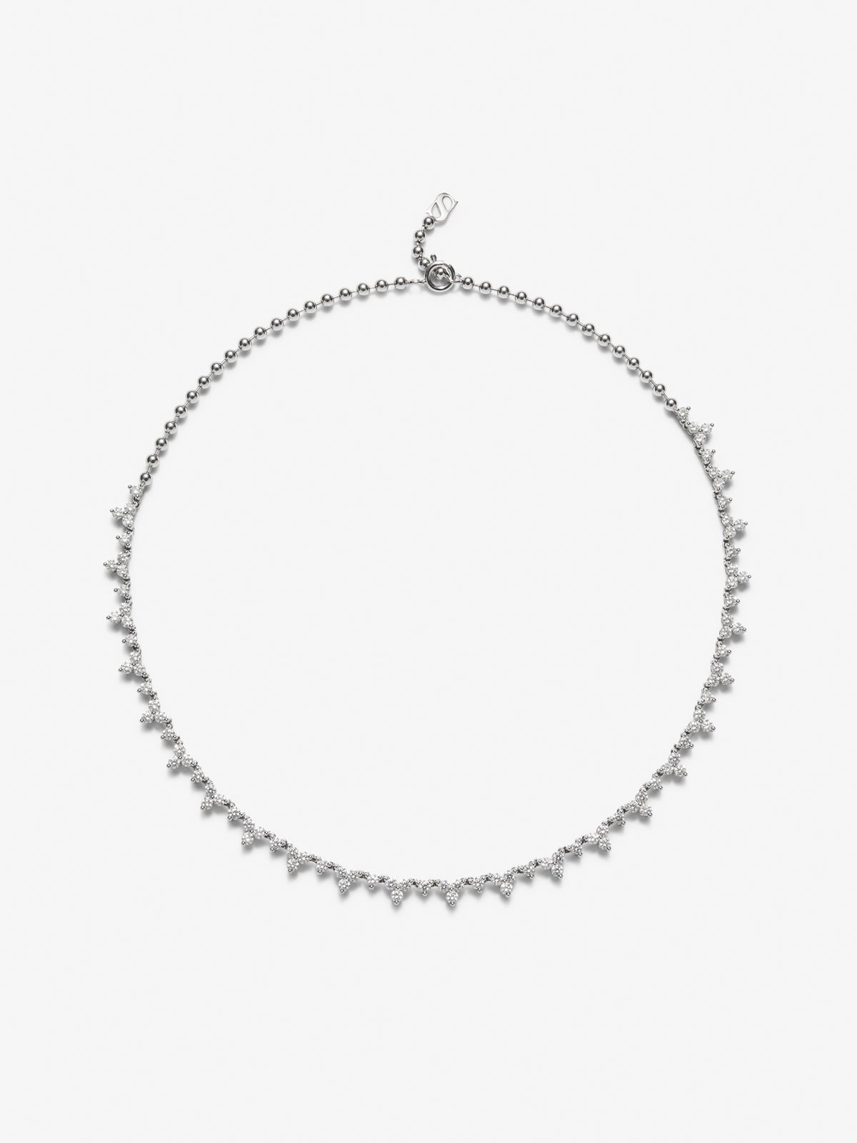 18K white gold rivière necklace with 97 brilliant-cut diamonds with a total of 5.33 cts