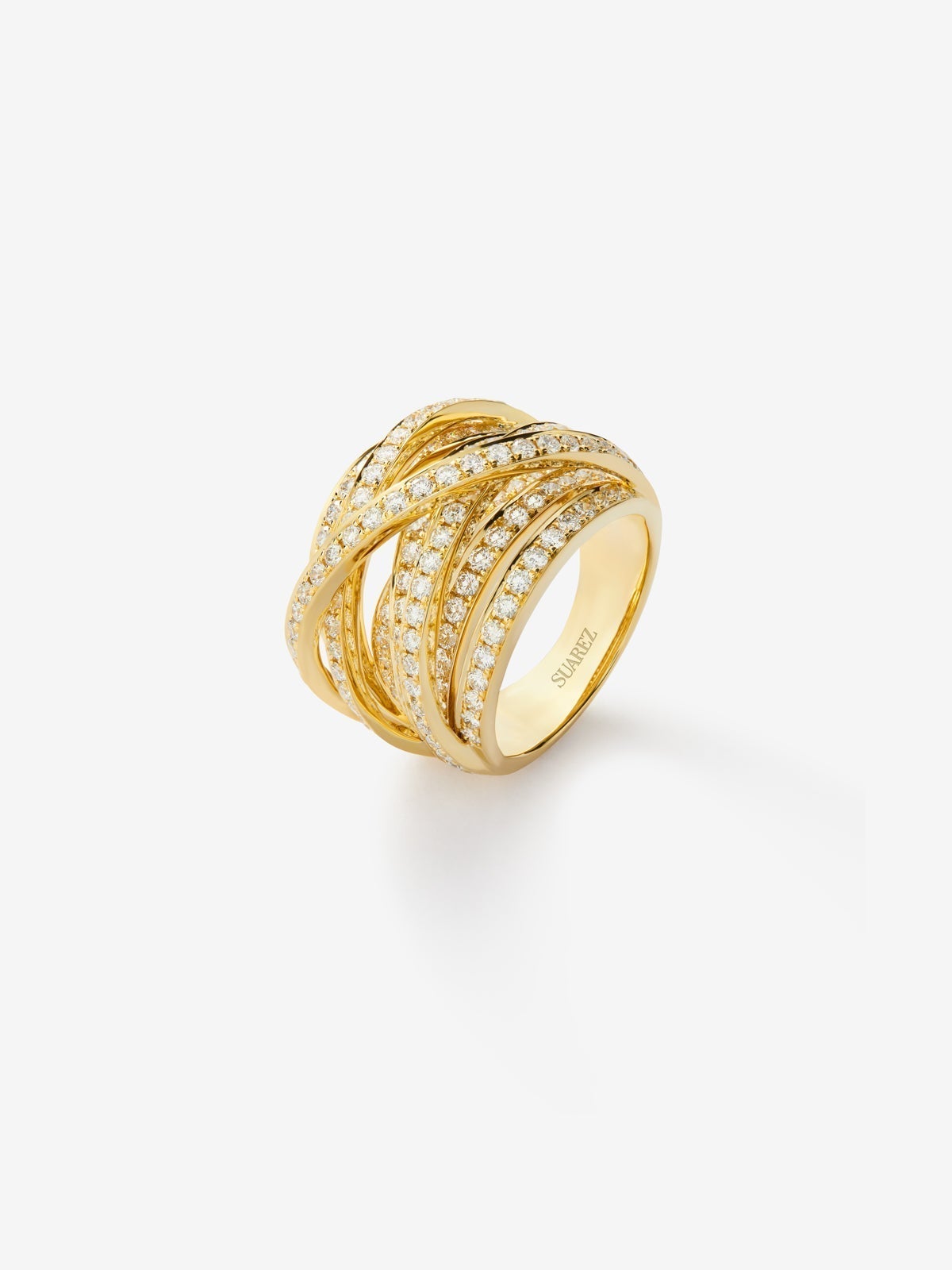 Anillo multibrazo de oro amarillo de 18K con 185 diamantes en talla brillante con un total de 2,62 cts