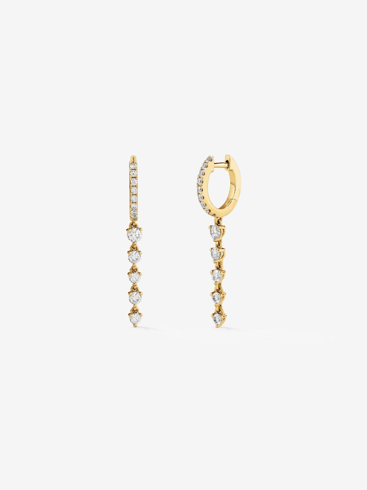 Pendientes de oro amarillo de 18K con 32 diamantes en talla brillante con un total de 1,09 cts