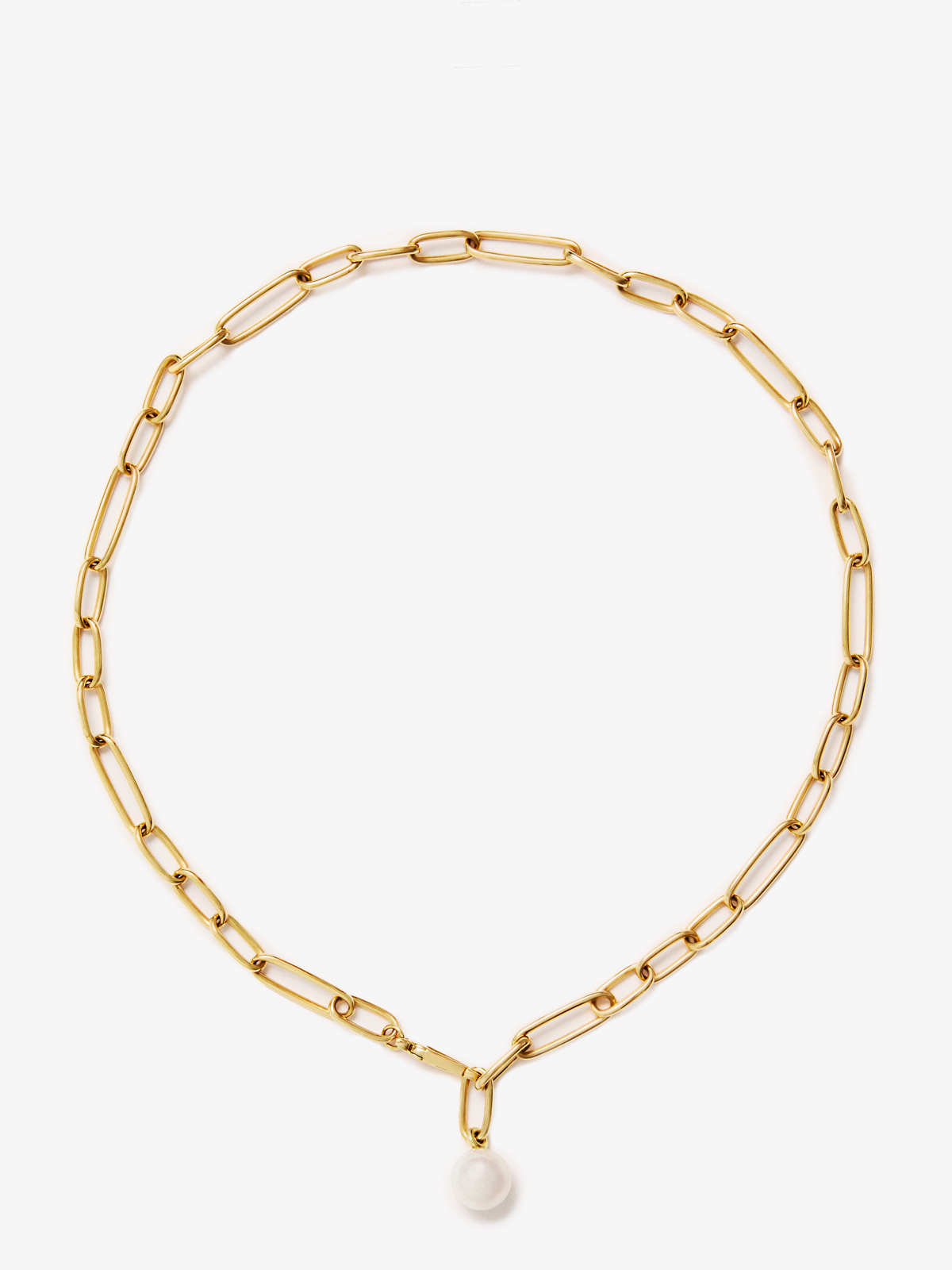 18K Yellow Gold Link Necklace with 11.5mm Australian Pearl
