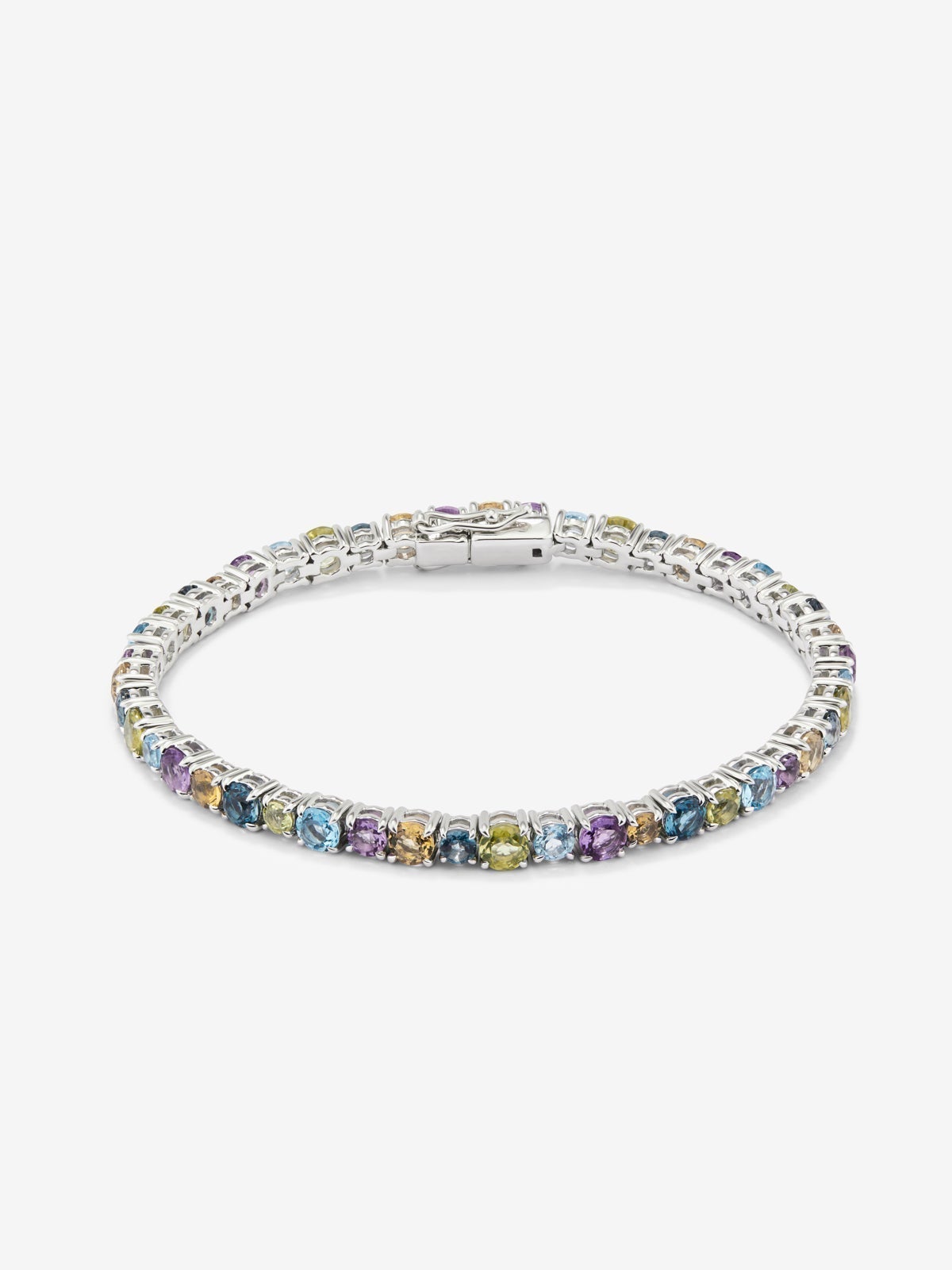 Pulsera riviere de plata 925 con gemas multicolor