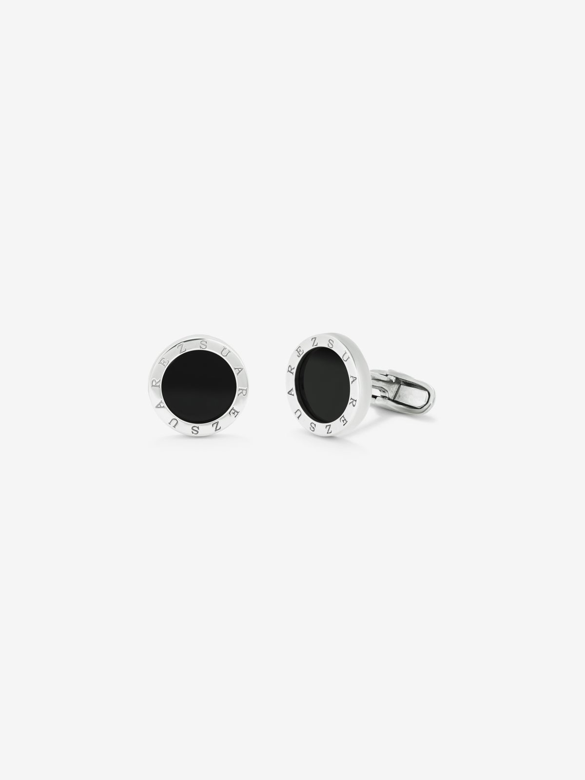 925 silver cufflinks with 2 onyx with a total of 5.44 cts and engraving