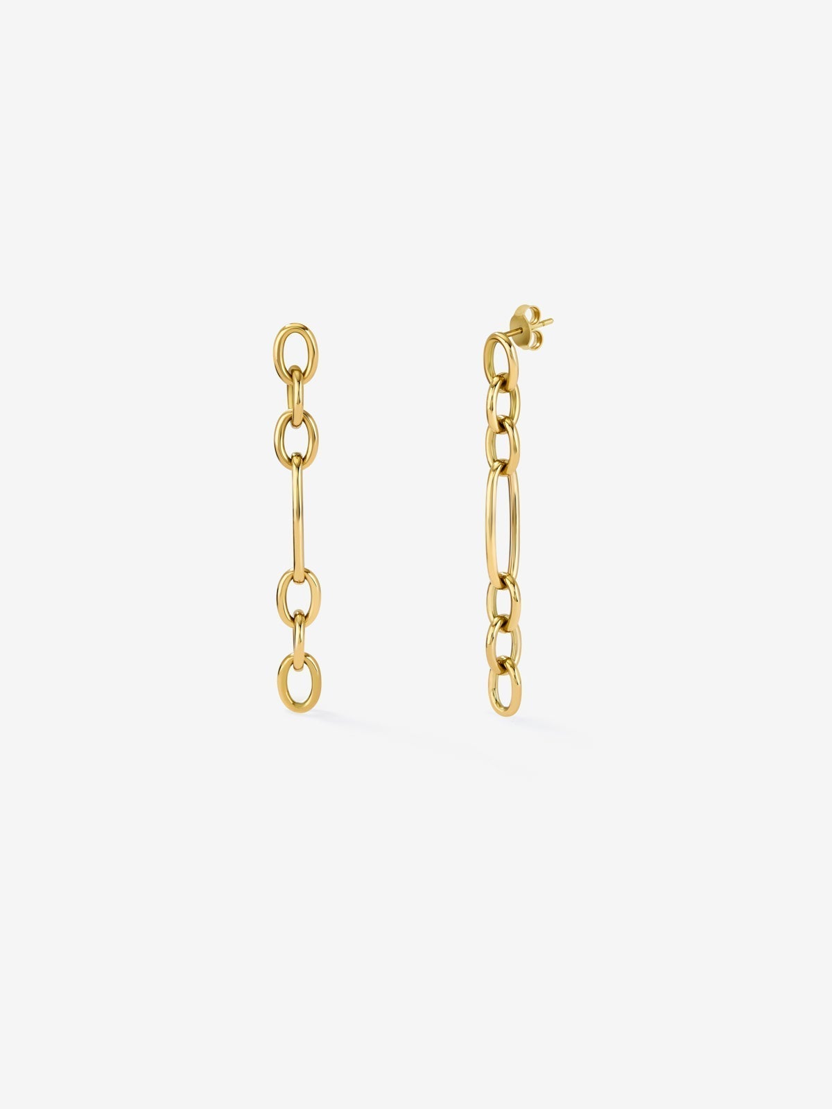 Pendientes largos de eslabones forza de oro amarillo de 18K 