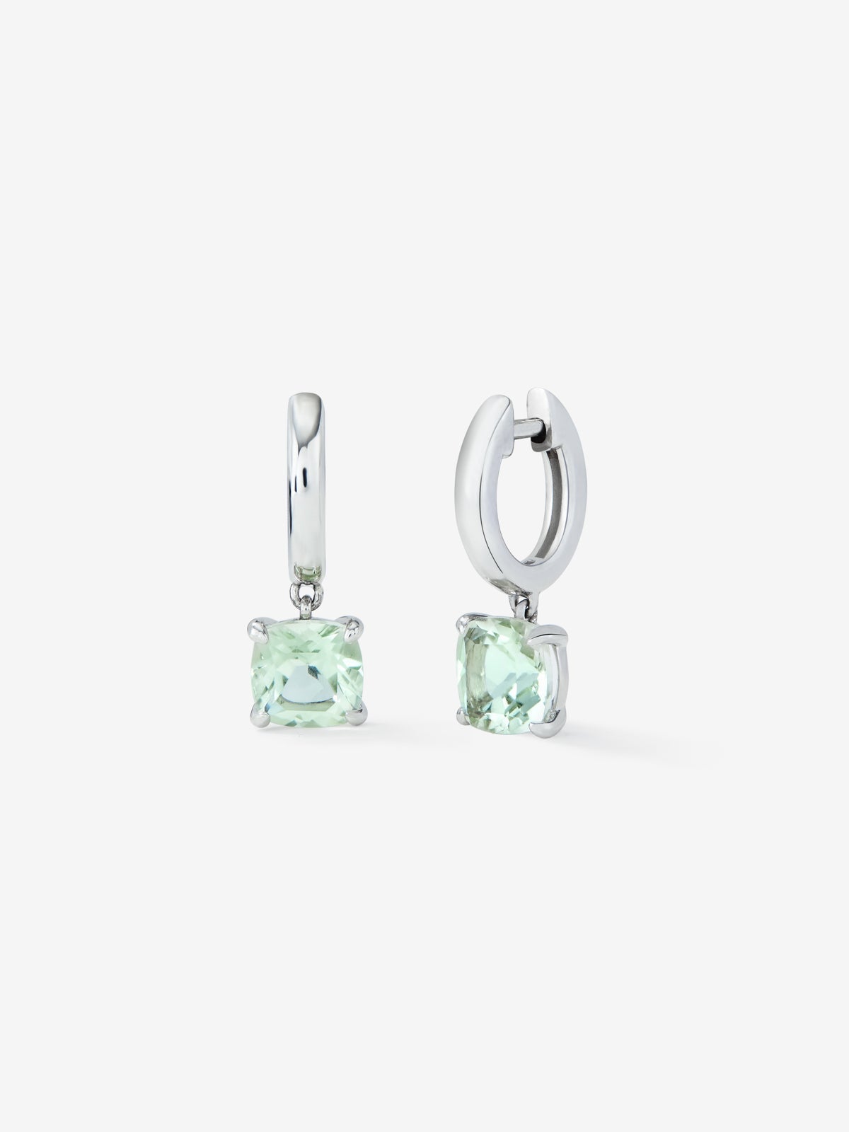 Pendientes de plata 925 con amatistas verdes en talla cushion de 3,2 cts