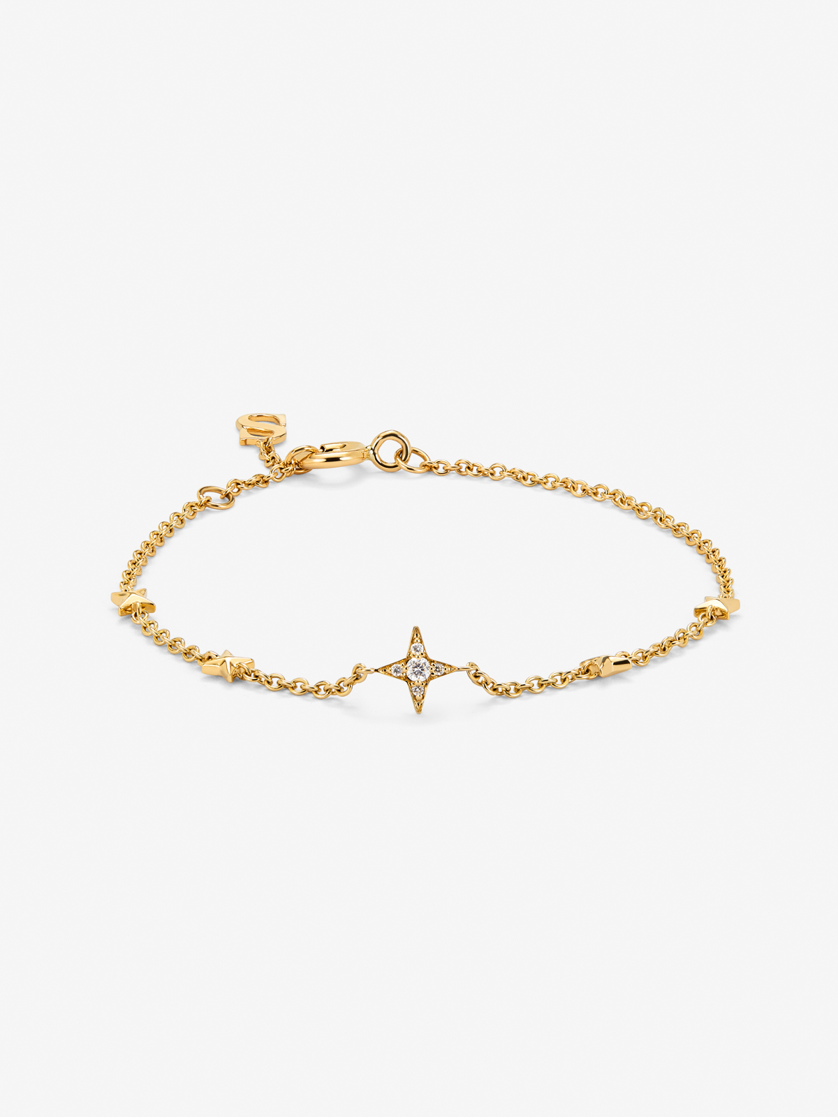 18K yellow gold bracelet with 5 brilliant-cut diamonds with a total of 0.04 cts