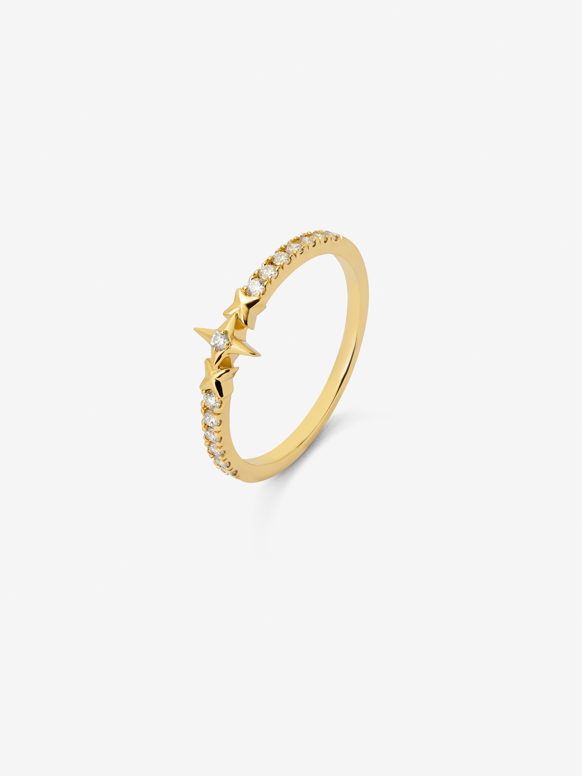 18K yellow gold ring with 15 brilliant-cut diamonds with a total of 0.22 cts