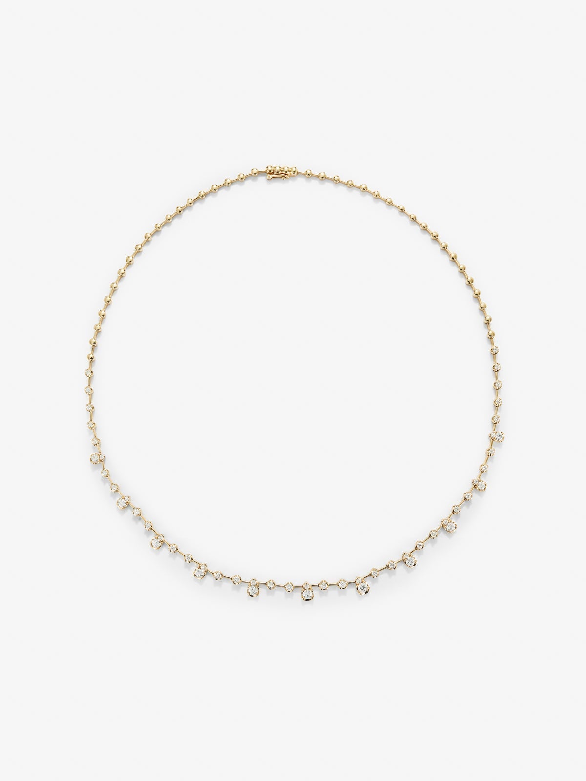 18K yellow gold necklace with 62 brilliant-cut diamonds with a total of 2.61 cts