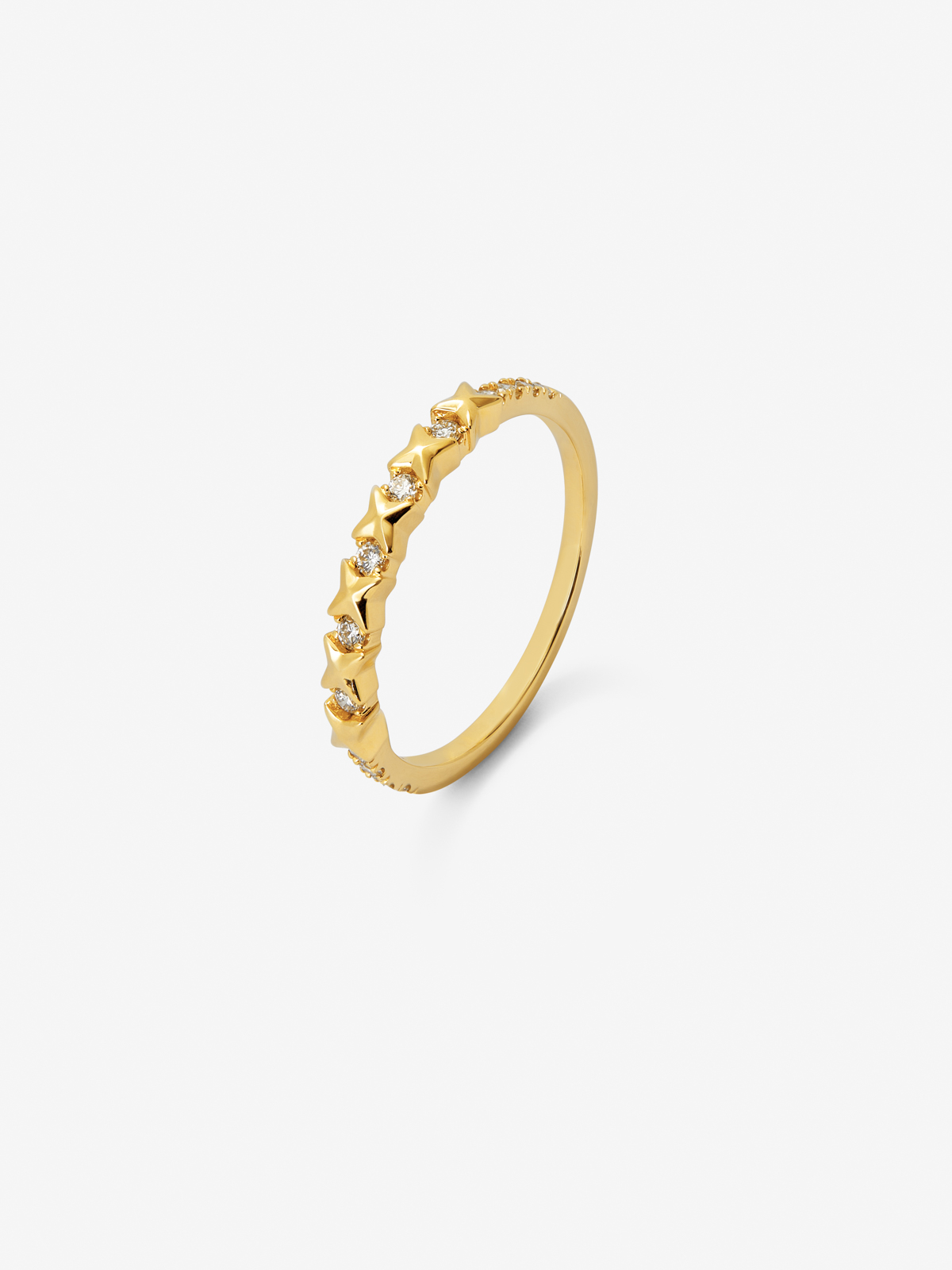 Anillo de oro amarillo de 18K con 13 diamantes en talla brillante con un total de 0,16 cts