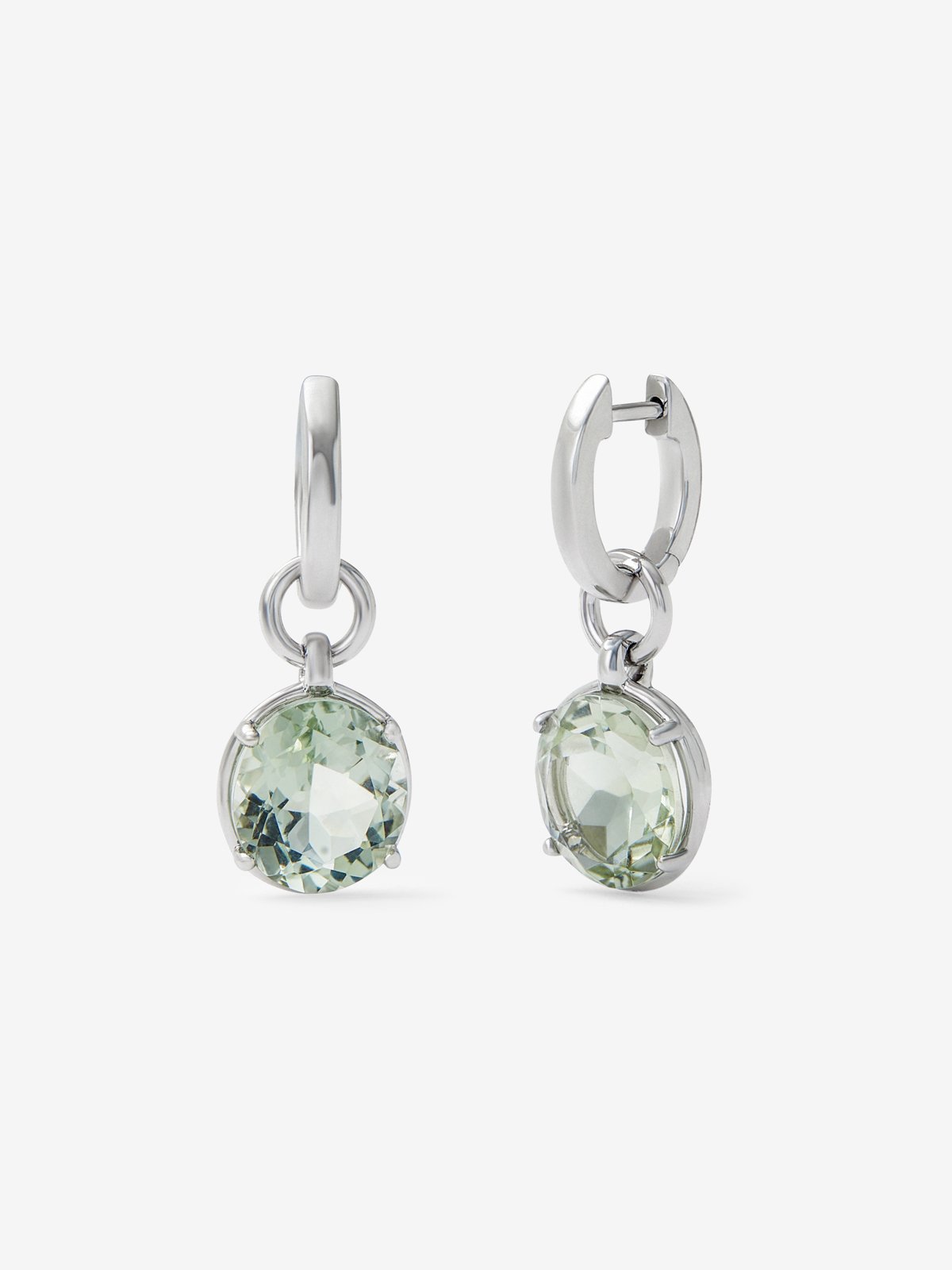 Pendientes de plata 925 con 2 amatistas verdes en talla oval de 5,9 cts