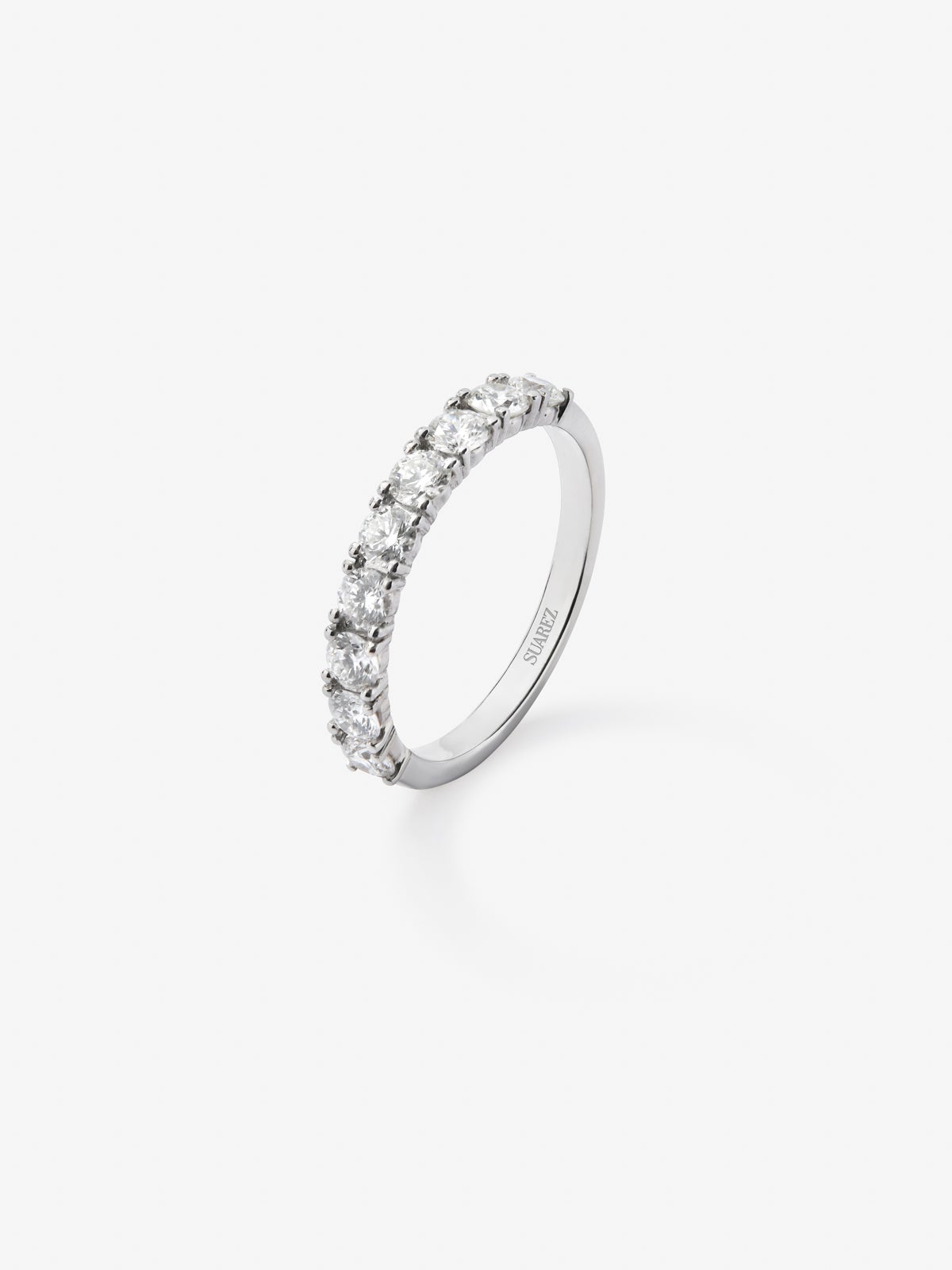 Half ring in 18K white gold with 9 brilliant-cut diamonds with a total of 0.91 cts
