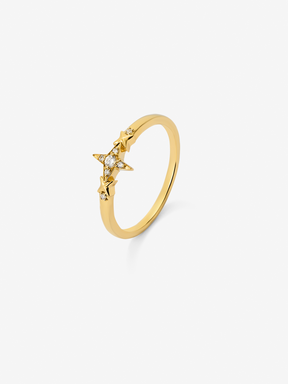 18K yellow gold ring with 7 brilliant-cut diamonds with a total of 0.05 cts